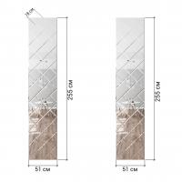Зеркальное панно 51х255 см, зеркальная плитка 18 см с фацетом 10 мм в интернет магазине Зеркальной плитки Топ Декор